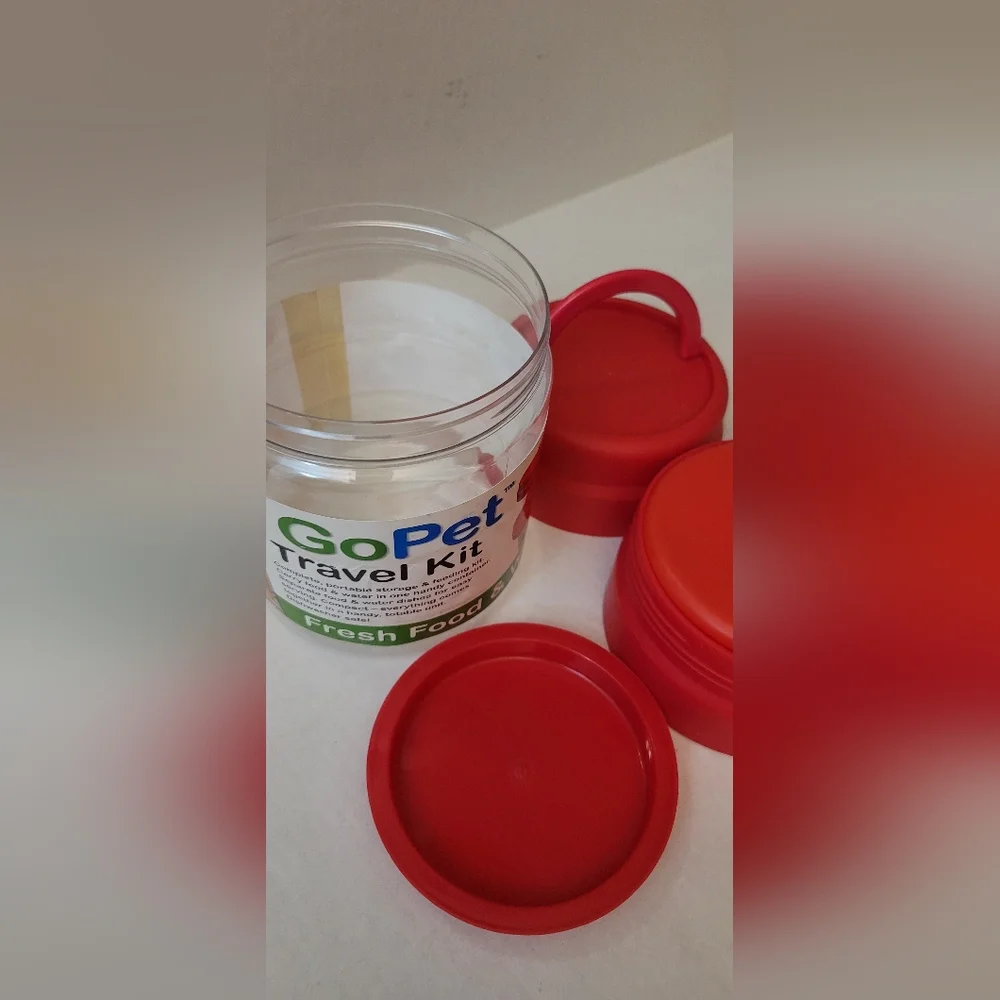 Go Pet Travel food and water Bowl Bowls Kit container Red Clear